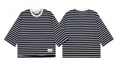 [NORMAL] 공용 아ㅁ 스트라이프 7부 티셔츠