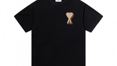 [NORMAL] 2025 공용 아ㅁ 블랙 코튼 하트로고 티셔츠