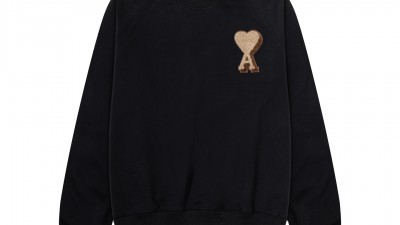 [NORMAL] 공용 아ㅁ 2025 블랙 코튼 하트로고 스웨트셔츠