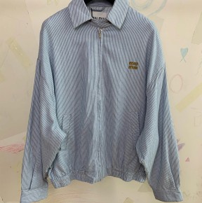 [공용] 미ㅇ미우 스트라이프 포플린 재킷