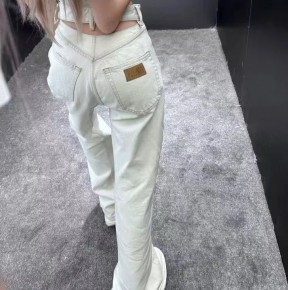 메종 마ㄹ지엘라 화이트 코튼 데님 진